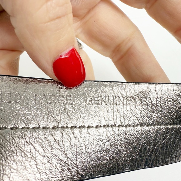 Michael Kors Metallic Animal Print Leather Belt with Silver Buckle, Size Large - Picture 10 of 11